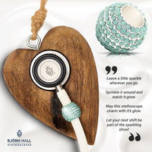 BJÖRN HALL Stethoscope Charm Ring | Pacific Ocean Crystal - Silver