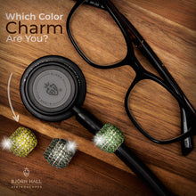 BJÖRN HALL Stethoscope Charm Ring | Green Green Grass of Home Crystal - Rose Gold