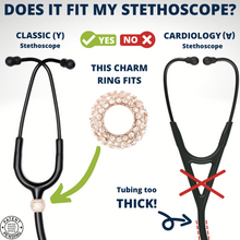 BJÖRN HALL Stethoscope Charm Ring | Diamond Crush Crystal - Rose Gold