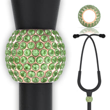 BJÖRN HALL Stethoscope Charm Ring | Green Green Grass of Home Crystal - Rose Gold