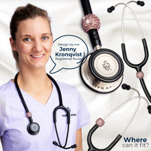 BJÖRN HALL Cardiology Stethoscope Charm Ring | Violet Kiss Crystal - Rose Gold