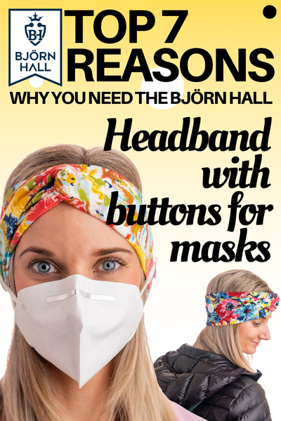 Floral Björn Hall Headband with Buttons for Masks