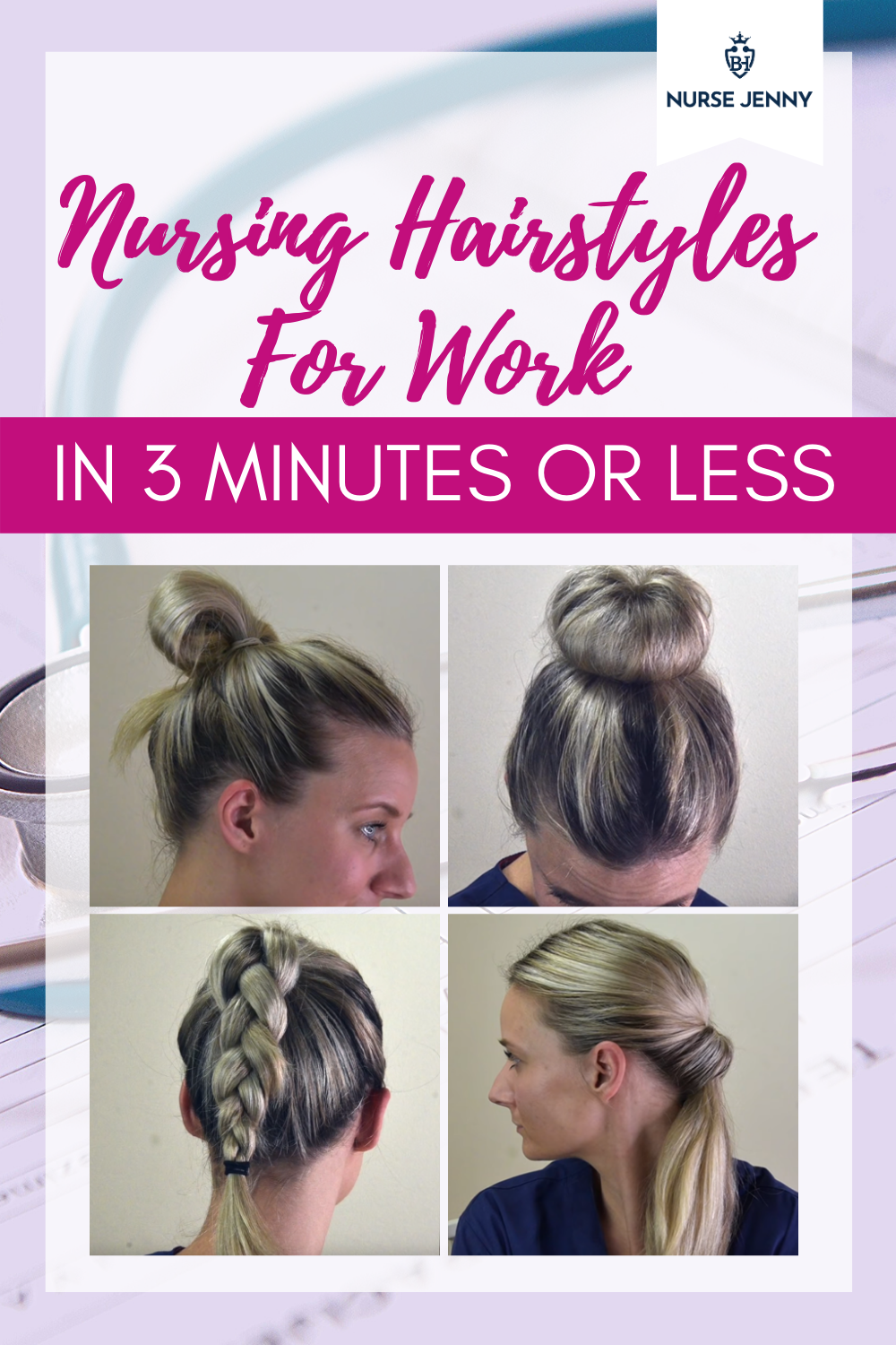 Image of French braid bun hairstyle for nurses