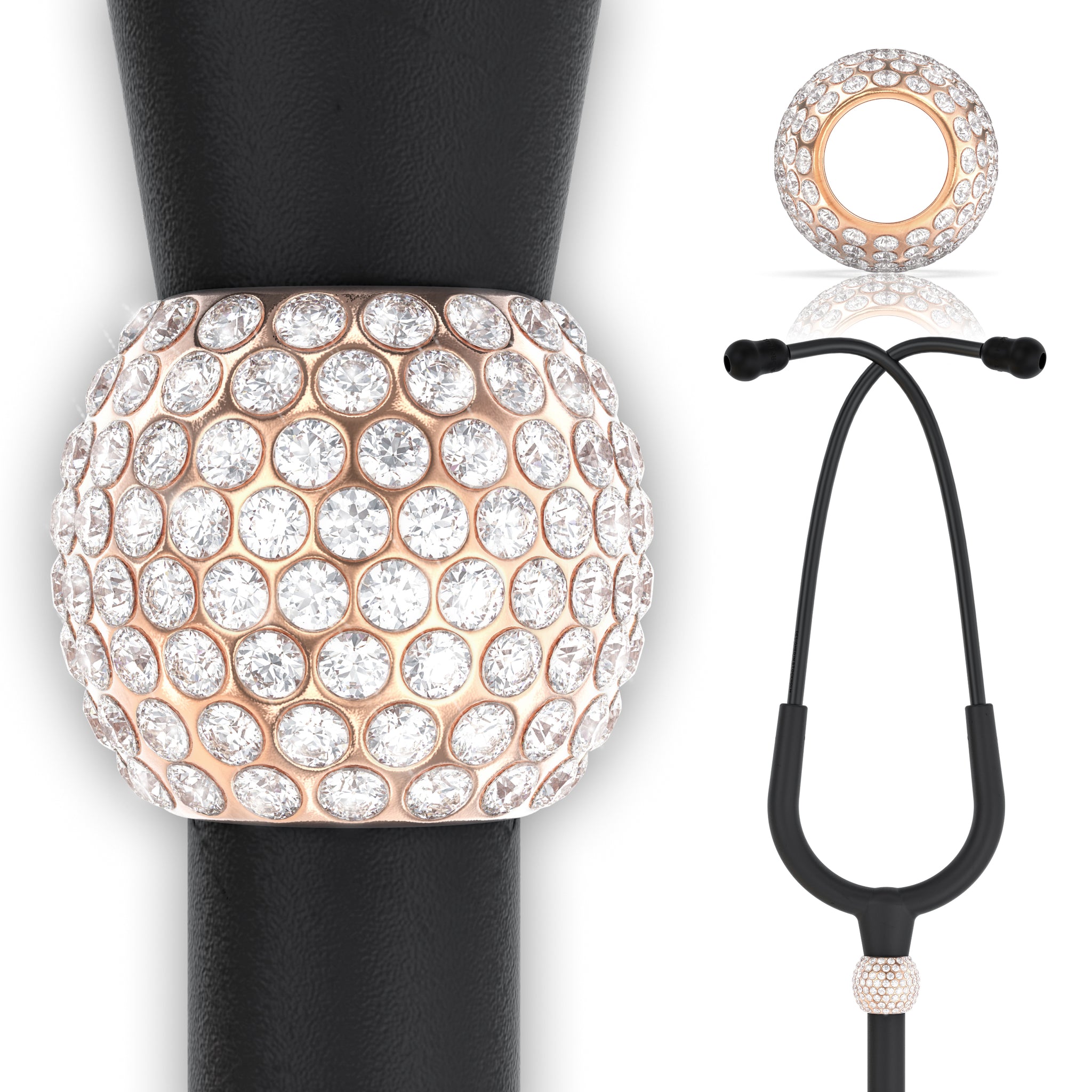 BJÖRN HALL Stethoscope Charm Ring  Stand Out With A Bling Rose Gold  Rhinestone Crystal Charms – Björn Hall