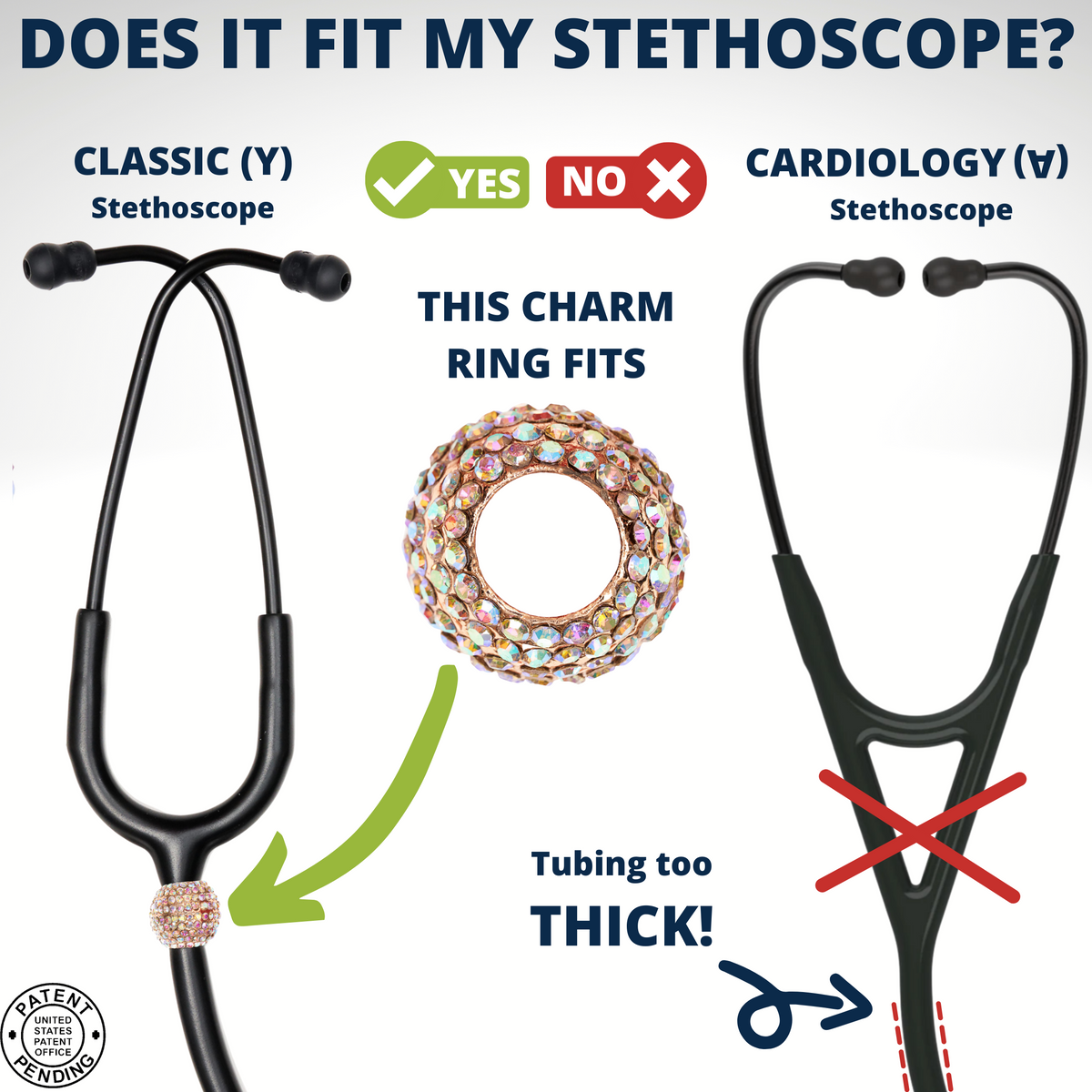 BJÖRN HALL Stethoscope Charm Ring Stand Out With A Bling Rose Gold Rhinestone Crystal Charms