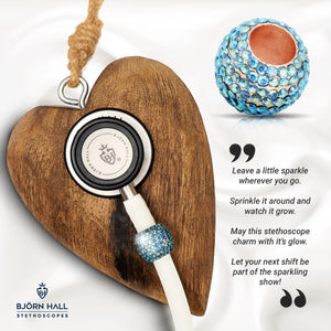 BJÖRN HALL Cardiology Stethoscope Charm Ring | Under The Sea Crystal - Rose Gold